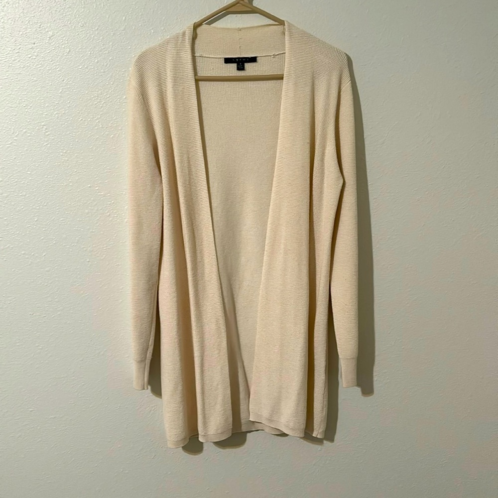 Cream , small, long sleeve cardigan.